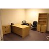 Image 1 : LOT OF LIGHT OAK COLOURED OFFICE FURNITURE