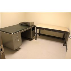 METAL FRAMED OFFICE DESK & METAL FRAMED TABLE