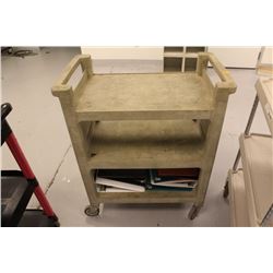 RUBBERMAID 3 TIER CART W/ 6 BINDERS