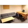 Image 1 : " L" SHAPE OFFICE DESK W/ CHAIR, 4 LOUNGE CHAIRS,