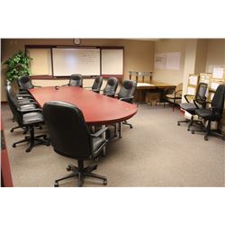 BOARDROOM TABLE W/ 11 OFFICE CHAIRS,