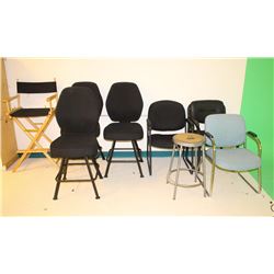 7 ASSORTED CHAIRS &  1 STOOL