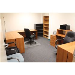 2 " L" SHAPED DESKS W/ 2 OFFICE CHAIR, 1 W/ DESK