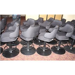 12 BLACK SWIVELING CUSHION CHAIRS W/ ARMREST