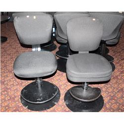 2 BLACK SWIVELING CUSHION CHAIRS W/ FOOTRAIL