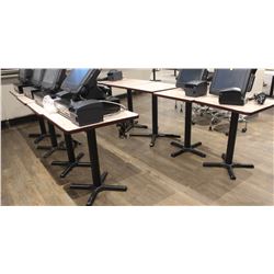 9 SINGLE PEDESTAL WOOD TOP TABLES