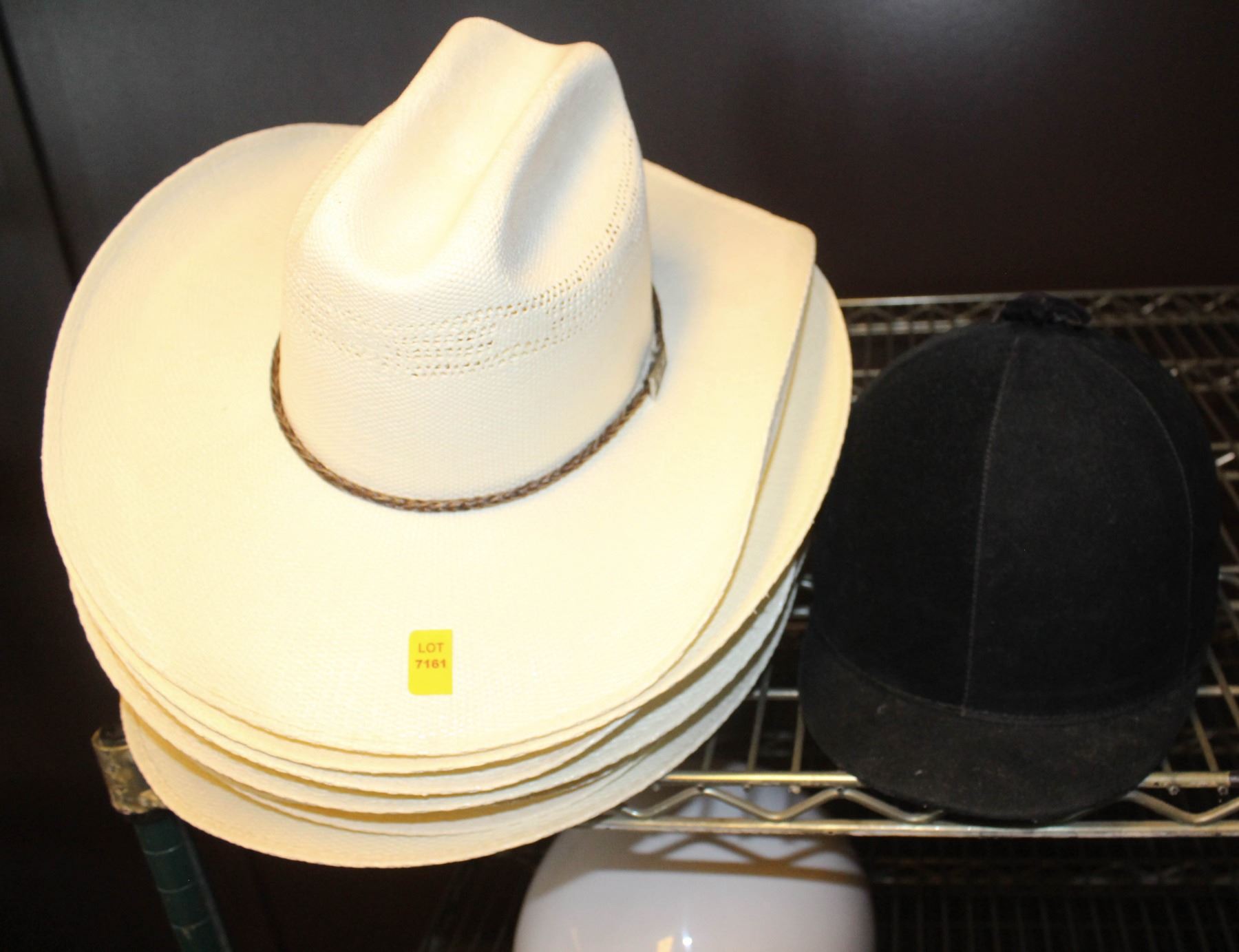 7 ALBERTA BEEF COWBOY HATS & ENGLISH RIDING HELMET