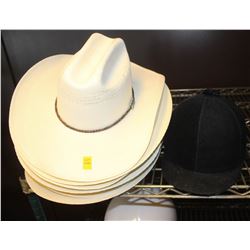 7 ALBERTA BEEF COWBOY HATS & ENGLISH RIDING HELMET