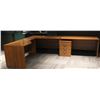 Image 1 : LIGHT OAK "L" SHAPED DESK W/ FILING CABINET