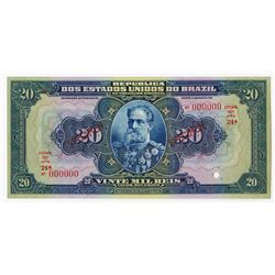 Republica Dos Estados Unidos Do Brasil, No Thesouro Nacional, ND (1931) Estampa 16A, Specimen Bankno