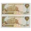 Image 2 : Central Bank of Kuwait. 1980-1991. Pair of Issued Notes.