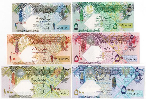 Qatar Central Bank. ND (2003-2007). Set of 6 Issued Banknotes ...