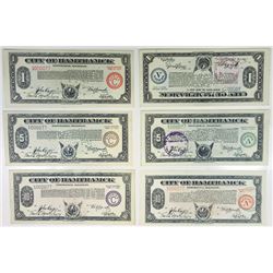 MI. City of Hamtramck, 1933-1934 Depression Scrip Sextet, All with Lot Serial Number 77.