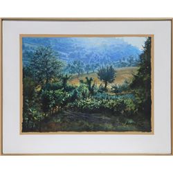 Ian Hornak, Italy, Garden, Coming Rain, Oil Painting