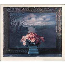 Ben Schonzeit, Roses with Dutch Landscape, Lithograph