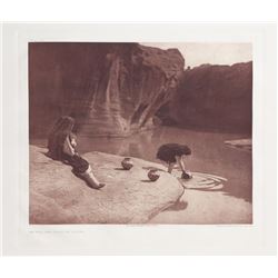 Edward Sheriff Curtis, At the Old Well of Acoma, Etching