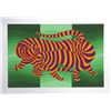 Image 1 : Victor Vasarely, Two Tigers on Green, Screenprint with Silver