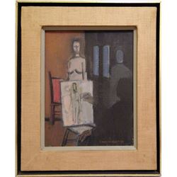 Joseph DeMartini, Artist and Model, Oil Painting