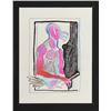Image 1 : Jean-Jacques Vergnaud, Portrait in Pink, Gouache Painting