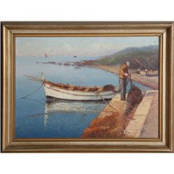 Vincent Manago, Fisherman, Oil Painting