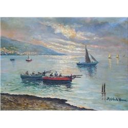 M. Colombo Visena, At Sea, Oil Painting