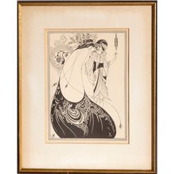 Aubrey Beardsley, The Peacock Skirt, Line Block Print