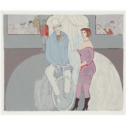 David Schneuer, Man on Bicycle, Lithograph