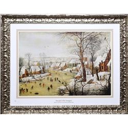 Pieter Bruegel, Winter Landscape with Skaters and Bird-trap, Lithograph Poster