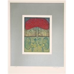 Arun Bose, Songs of Veda Suite: Emerald Altar, Aquatint Etching