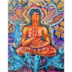 D. Jayabalan, Siddha with Third Eye, Oil and Pastel Painting