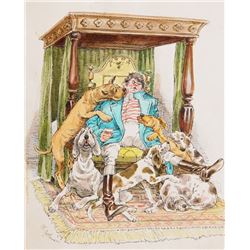 Marshall Goodman, A Man's Best Friends, Watercolor Painting