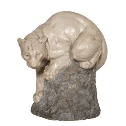 Joseph Boulton, Cougar, White Stone Sculpture