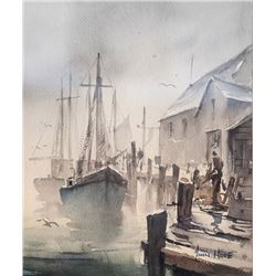 John Cuthbert Hare, Morning Fog, Watercolor Painting