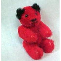 Miniature  Jointed Red Teddy Bear  2 1/2 in. Tall