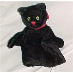 Mohair Black Cat Hand Puppet
