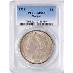 1921 $1 Morgan Silver Dollar Coin PCGS MS65