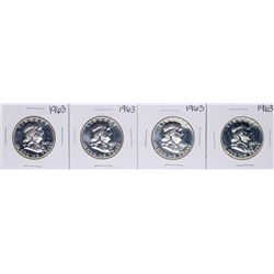 Lot of (4) 1963 Proof Franklin Half Dollar Coins