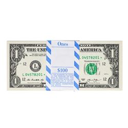 Pack of (100) Consecutive 2013 $1 Federal Reserve STAR Notes Dallas