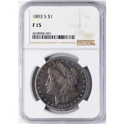 1893-S $1 Morgan Silver Dollar Coin NGC F15