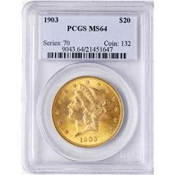 1903 $20 Liberty Head Double Eagle Gold Coin PCGS MS64