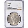 Image 1 : 1925 $1 Peace Silver Dollar Coin NGC AU55