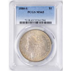 1880-S $1 Morgan Silver Dollar Coin PCGS MS65 Amazing Toning
