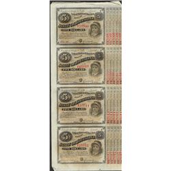 Uncut Sheet of (4) State of Louisiana Baby Bond Obsolete Notes