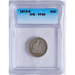 1875-S Twenty Cent Piece Coin ICG VF30