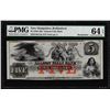 Image 1 : 1850-60's $5 Salmon Falls Bank Obsolete Note PMG Choice Uncirculated 64EPQ