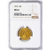 Image 1 : 1913 $5 Indian Head Half Eagle Gold Coin NGC MS61