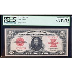 1923 $10 Poker Chip $10 Legal Tender Note Fr.123 PCGS Superb Gem New 67PPQ