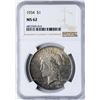 Image 1 : 1934 $1 Peace Silver Dollar Coin NGC MS62