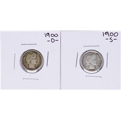 Lot of 1900-S & 1900-O Barber Dime Coins