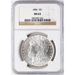 1886 $1 Morgan Silver Dollar Coin NGC MS63